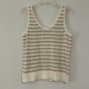 LOFT knitted popcorn knit colorful striped tank top size M